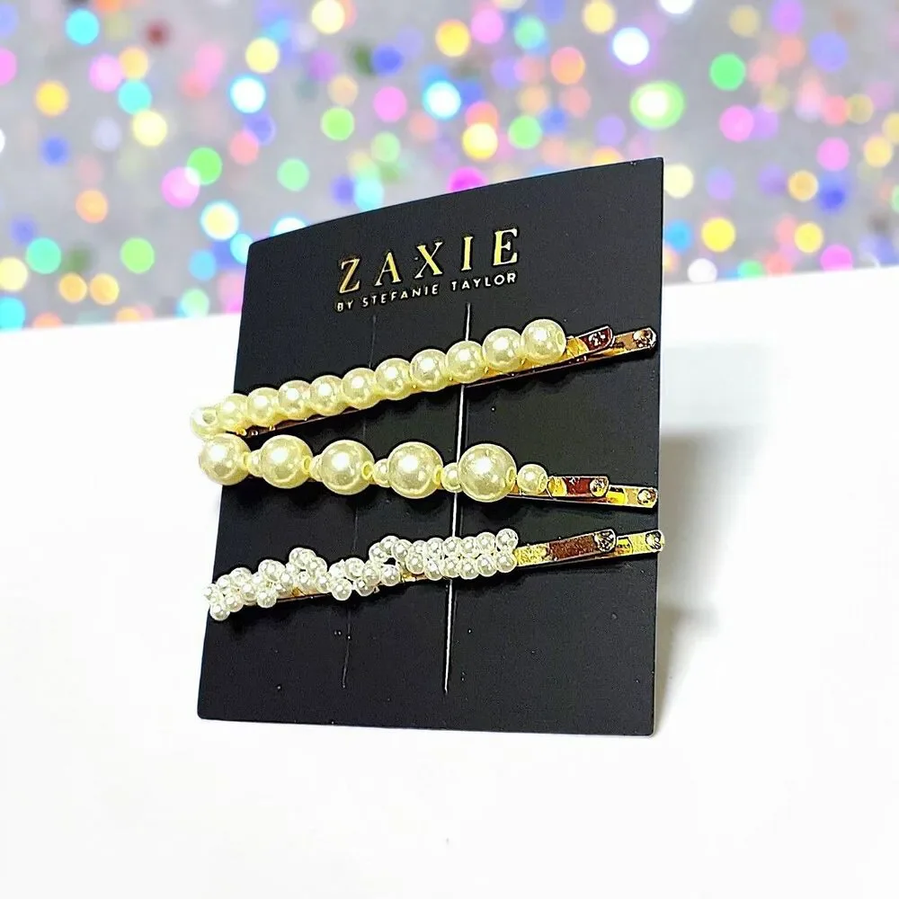 ZAXIE by Stefanie Taylor Pearl Hair Clips Brand New With Tags